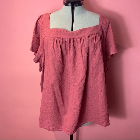 Torrid Clip Jacquard Square Neck Flutter Sleeve Top Size 5, 5X, 28 NWT - Picture 2 of 9